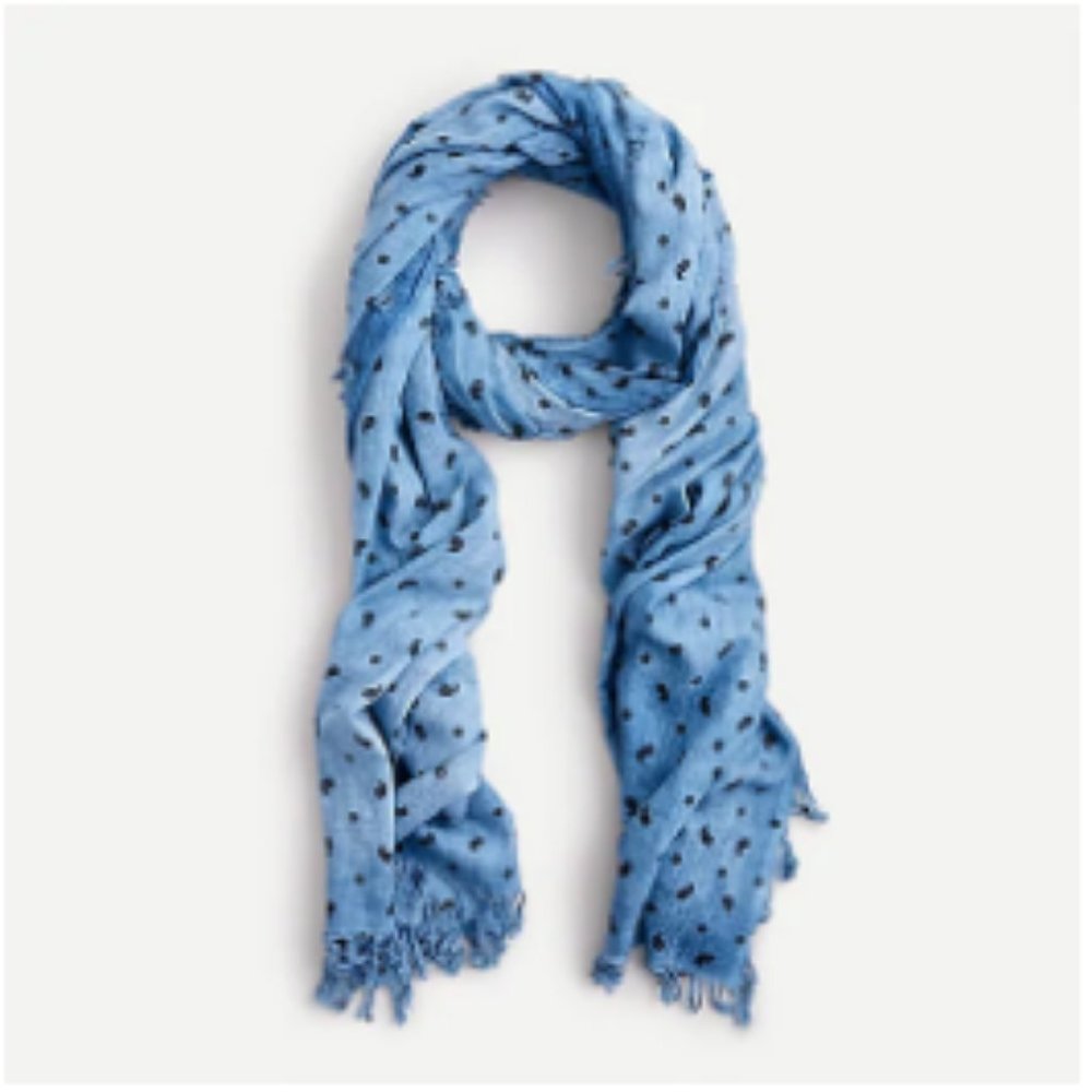 J Crew Organic Cotton Sunwashed Mini Paisley Scarf